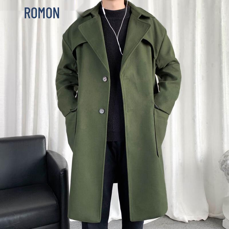 ROMON Мужская винтажная ветровка средней длины в стиле business casual