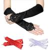 Satin Elbow Length Women's Mittens Bride Mittens Fingerless Gloves Stretchy Elbow Long Opera Gloves