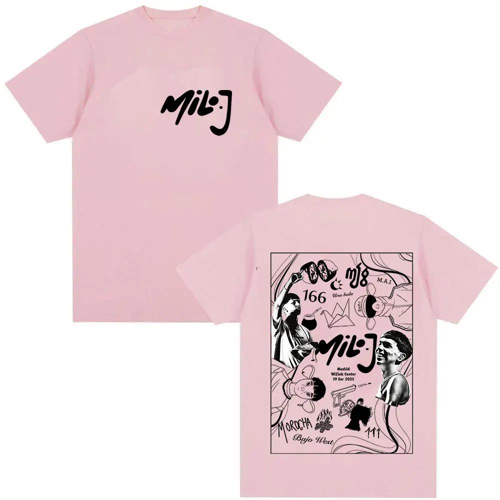 Футболка с принтом рэпера Milo J Madrid Wizink Center Tour 2025 Мужская Женская Повседневная Мода Мужская Женская Одежда Уличная одежда высокое качество
