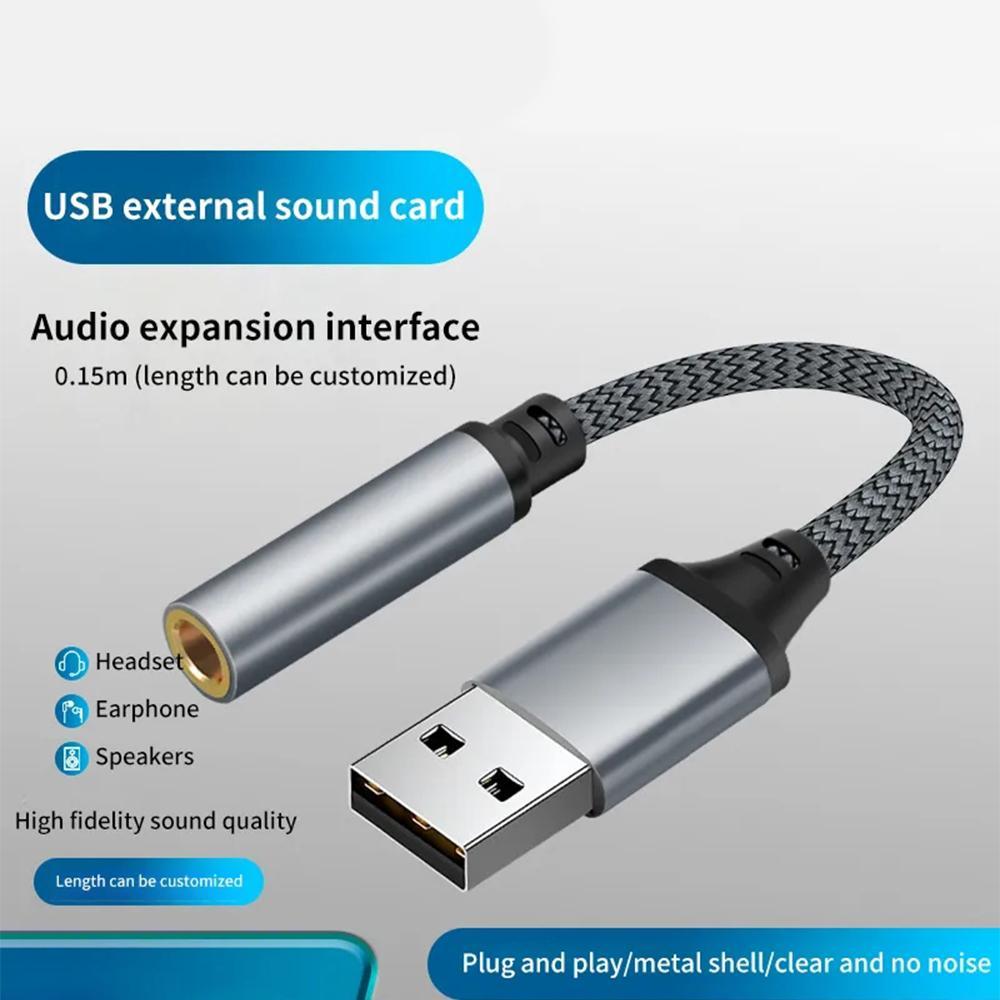 Адаптер USB на 3,5 мм аудиоразъем USB на 3,5 мм для гарнитуры/микрофона Адаптер USB на 3,5 мм Разъем Внешняя стерео звуковая карта 15 см