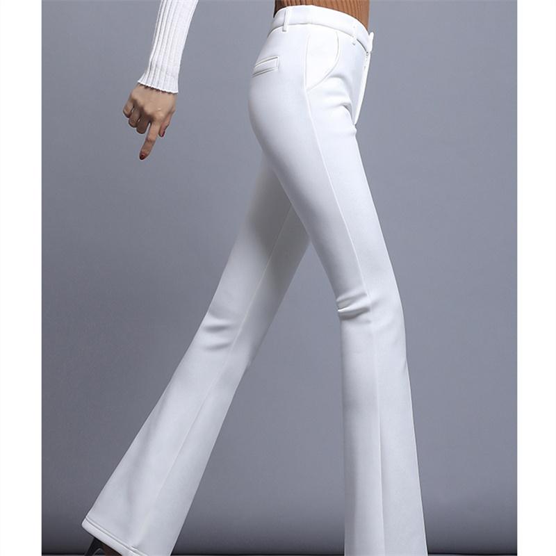 Зимние теплые толстые флисовые женские брюки, черно-белые брюки-клеш с высокой талией, одежда, женские повседневные женские длинные брюки, S-4XL