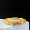 Gold Color Enamel Hollow Out Pisces Lotus Hollow Out Bracelet China-Chic Style Bracelet Female