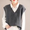 Casual Knit Polyester Vest for Women - Solid Color Sleeveless Outerwear, Fall/Winter Layered Fashion, Korean Style Loose-Fitting Knitted Top