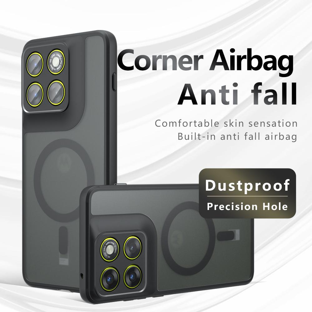 Чехол для Motorola Moto Edge 70 X70 Air Магнитная беспроводная зарядка Рамка из ТПУ Жесткий пластик Полупрозрачный матовый Чехол для телефона Fundas