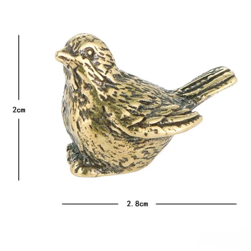 Маленькая статуэтка воробья из металла и латуни, украшение для стола для чая, домашнее украшение, аксессуары, ретро-фигурки животных, миниатюры, ремесло