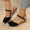 Women Closed Toe Wedge Sandals Women Summer Buckle Strap Gladiator Shoes Woman Fashion Espadrilles Platform Sandalias 2025