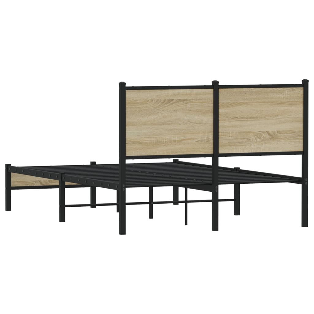 Metal Bed Frame without Mattress Sonoma Oak Finish 120 x 190 cm