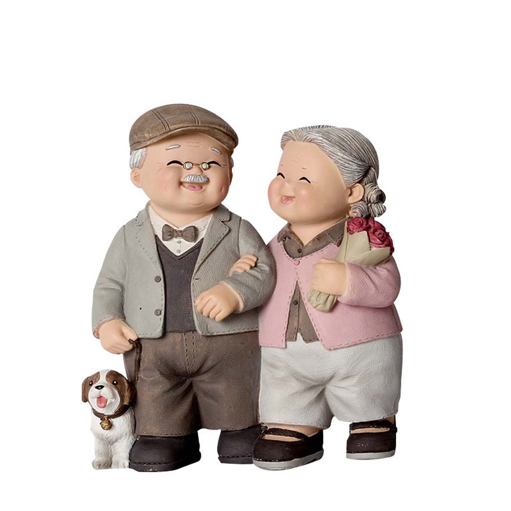 Modern Craft DIY Golden wedding Ornaments Home Decoration Couples Figurine Lovers Figurine Sweety Lovers Grandparents Model