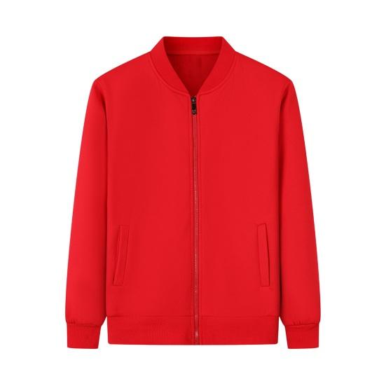 Unisex Coat Stand Collar Zip-up Carrdiagn Long Sleeves Elastic Cuff Hem Pure Color with Pocket Gym