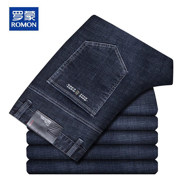 ROMON Мужские свободные джинсы прямого кроя, плотные, осенне-зимние