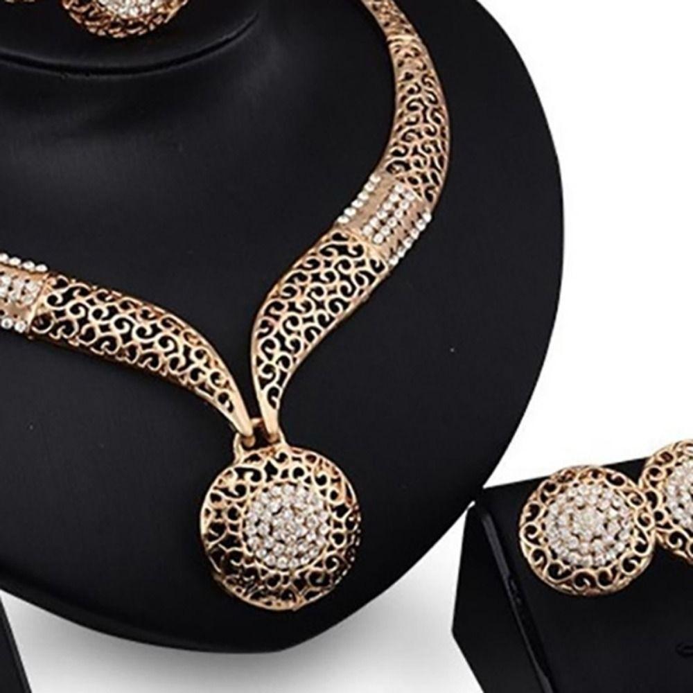 Блестящий женский набор украшений Ретро ожерелья браслеты кольца Наборы изысканные серьги Свадьба Помолвка