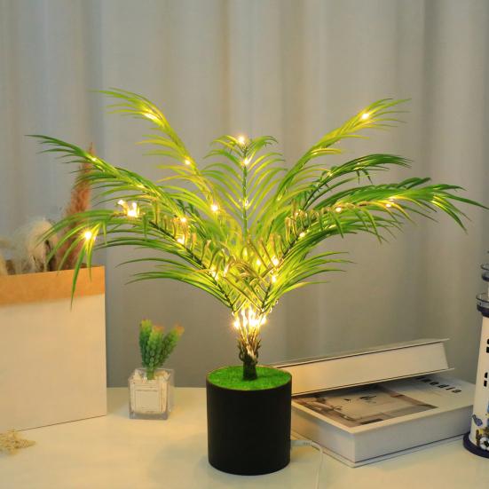 Искусственное дерево бонсай с подсветкой, питание от USB, настольное дерево в горшке, реалистичная зелень, искусственное зеленое растение для офиса, домашнего декора