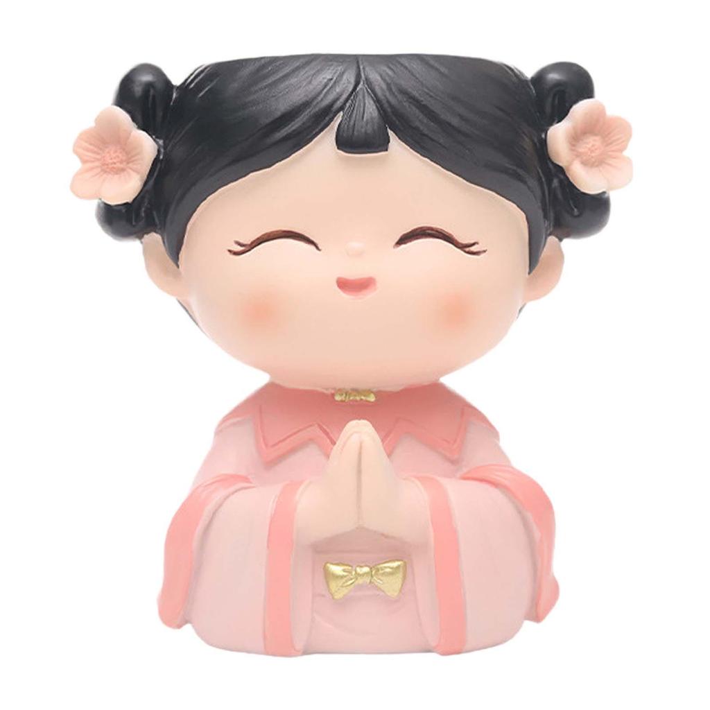 Head Planter Girl Figurine Ornament Flower Arrangement Container Cute Plant Pot