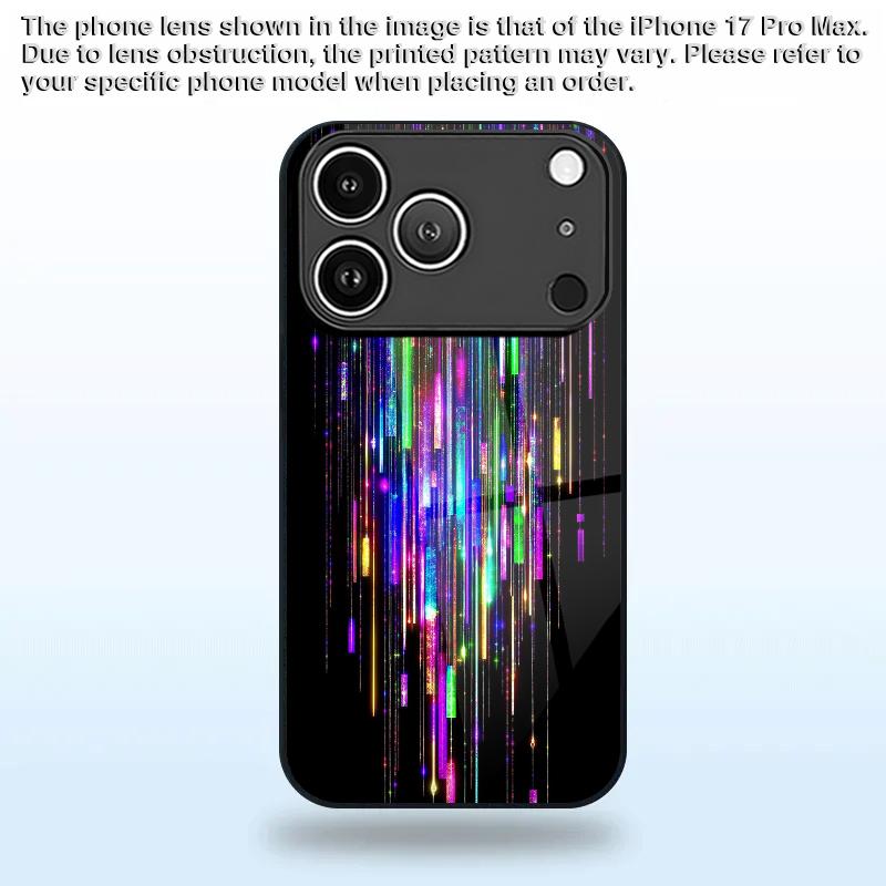 Цветной узор «Штора от легкого дождя» 2D Чехол для телефона для iPhone 17 16 15 14 13 12 11 X XR XS Max Pro 8 plusСтеклянная защитная крышка