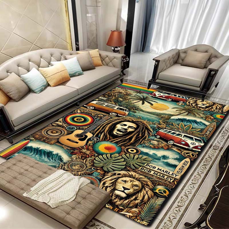 Bob Marley Album Carpet Reggae Music Jamaican Style 3D Flannel Carpet Home Living Room Bedroom Decoration Bathroom Carpet Gift
