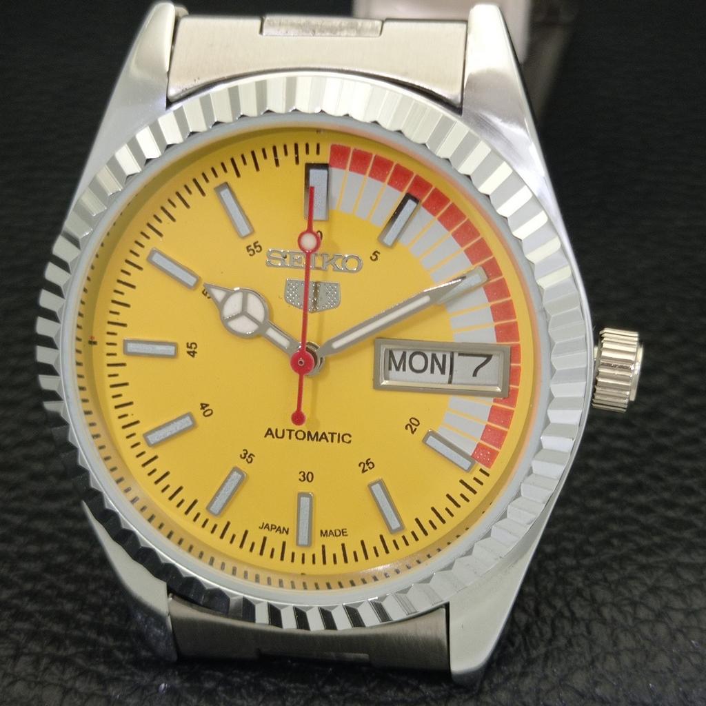 REFURBISHED VINTAGE SEIKO 5 AUTOMATIC 6309A JAPAN MENS YELLOW WATCH A440838-4 Sk-a440838