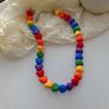 Acrylic Love Collarbone Chain Colorful Heart Beaded Necklace Rainbow Necklace Festival Gift