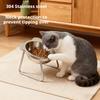 Поднятая миска для кошек и собак с наклоном 15°, из нержавеющей стали 304, для корма и воды домашних животных, с нескользящей основой, для здорового питания