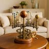 Brass Orrery Solar System Model Steampunk Mechanical Planetarium Display Rotating Planet Desk Decor Handmade Cosmic Art for Office