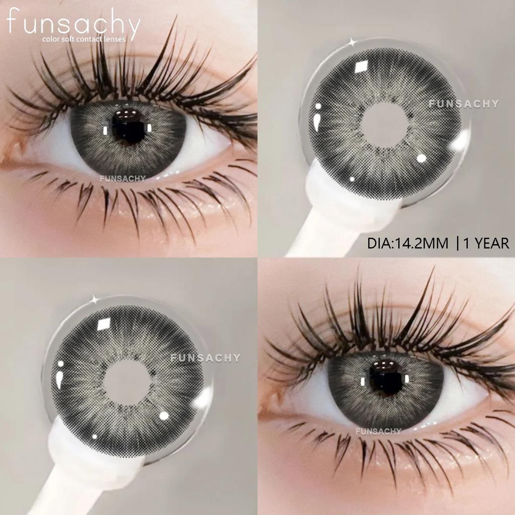 FUNSACHY 1 пара корейских линз, цветные контактные линзы, натуральные линзы для глаз, мягкие голубые линзы для зрачков, новые коричневые косметические средства, годовая цена