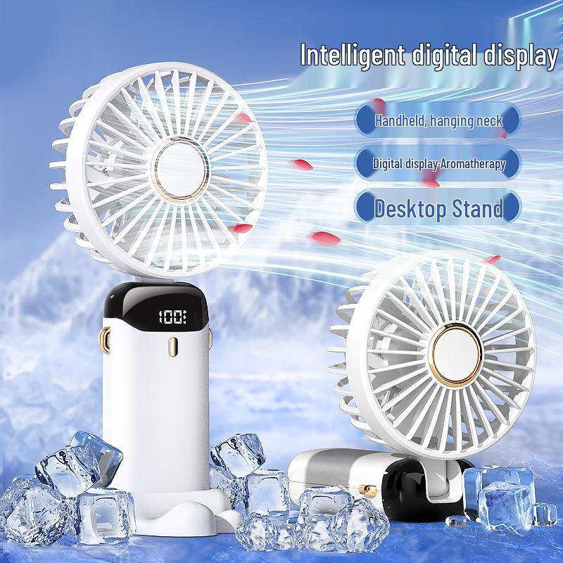 New USB Mini Portable Folding Handheld Fan with Digital Display and Aromatherapy