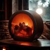 LED Flame Lantern Fireplace Simulation Lamp USB Rechargeable Battery Powered Tabletop Light for Bedroom Courtyard Decor