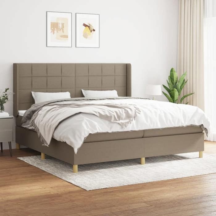 Maison Exclusive - Sommier à lattes de lit avec matelas Taupe 200x200 cm Tissu