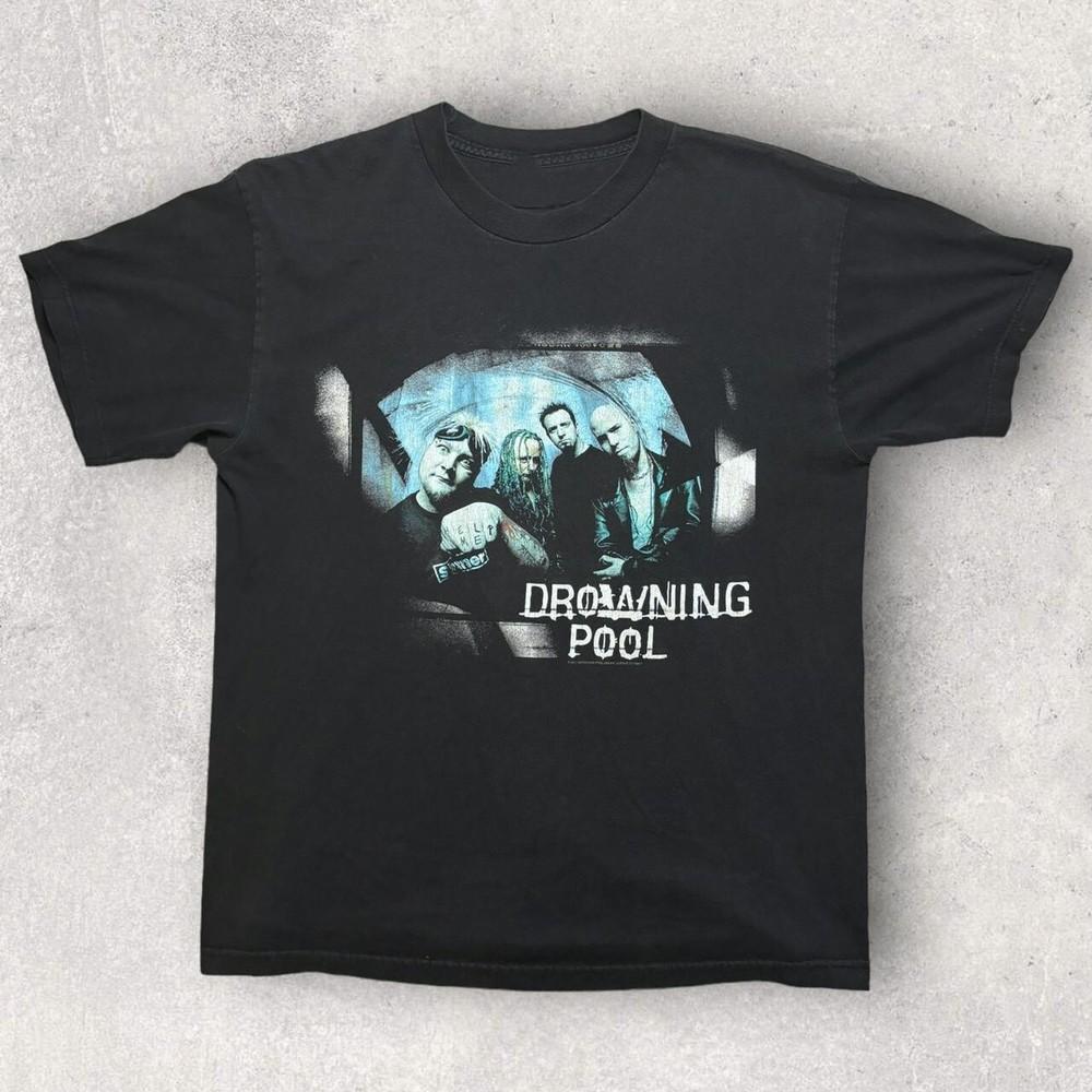Vtg Drowning Pool Band Tour Heavy Cotton Black S-5XL Unisex Shirt AA1362