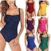 European and American Style Women Fashion Bikini Modest Solid Swimwear Ruched Monokini Swimsuit One Piece Backless Bathing Suit