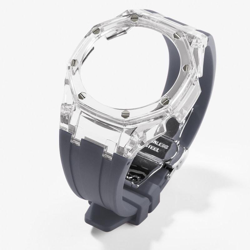 Для Casioak G-Shock GA-2100 GM-2100 GMA-S2100 GA2100 Мод-комплект Прозрачный корпус из поликарбоната Резиновый ремешок Запасные аксессуары для ремешка часов