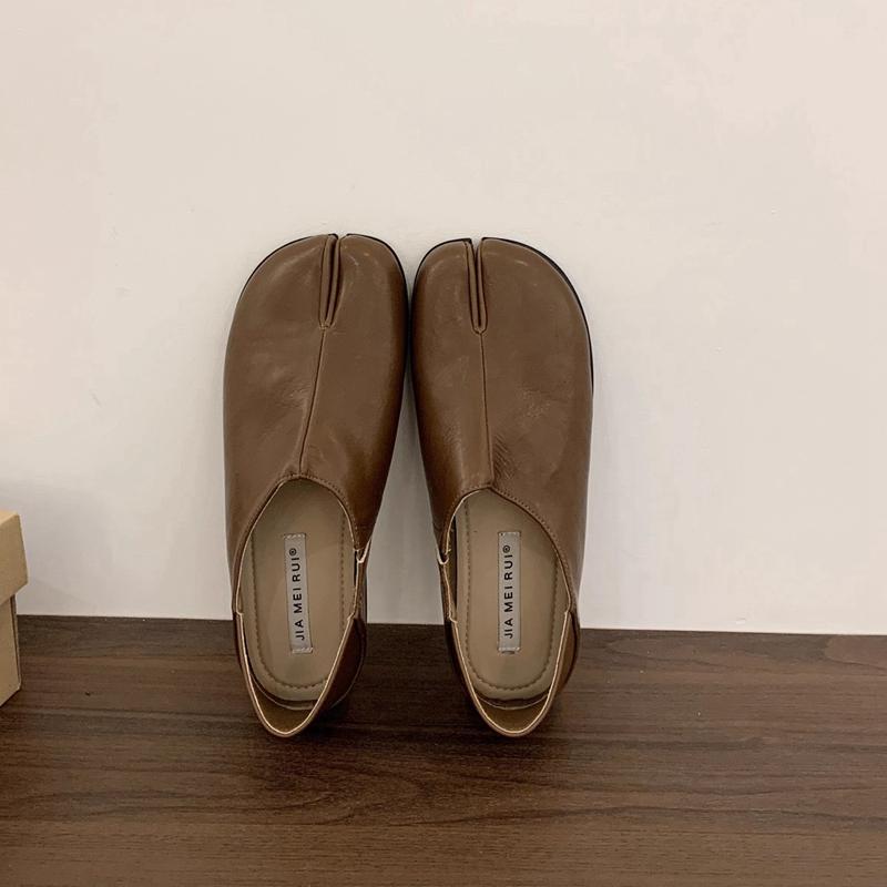 Осенние Новые Женские Туфли на Плоской Подошве Модные С Раздельным Носком Слипоны Лоферы Мягкий Плоский Каблук Повседневная Уличная Обувь