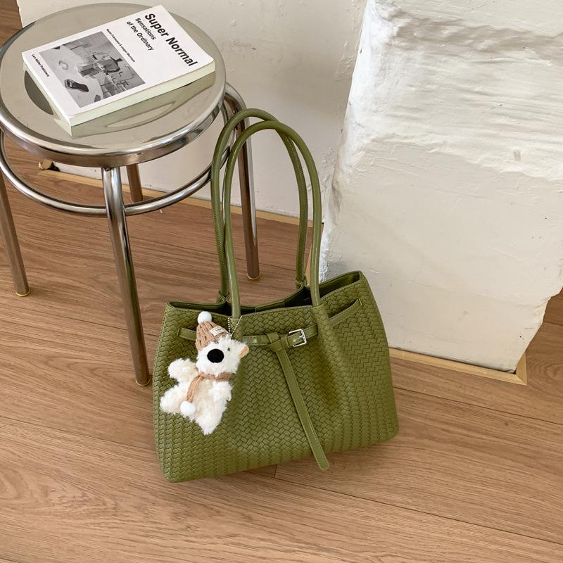 Fashion Woven Tote Bag Pattern Versatile Casual Shoulder Bag Simple Trend Retro Large Capacity Underarm Bag