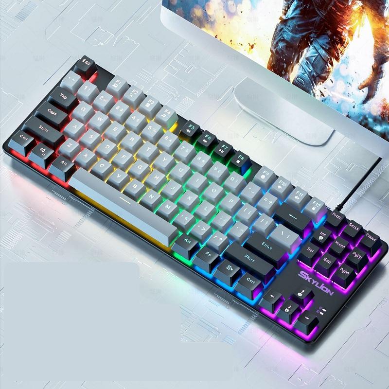 H87 настоящая механическая 87-клавишная зеленая ось, проводная клавиатура, компьютер, ноутбук, внешние офисные электронные игры, 9 видов RGB-подсветки