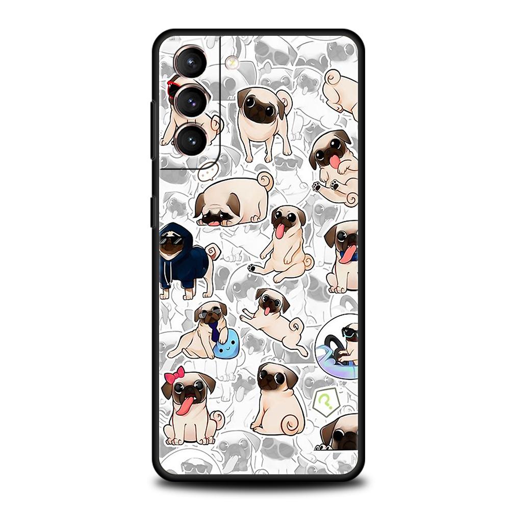 Милый телефонный чехол с собакой мопсом для Samsung Galaxy S24 S23 S22 S20 S21 FE Ultra S24 S23 S10 S10E S9 S8 Plus 5G Чехол для телефона Fundas Capas