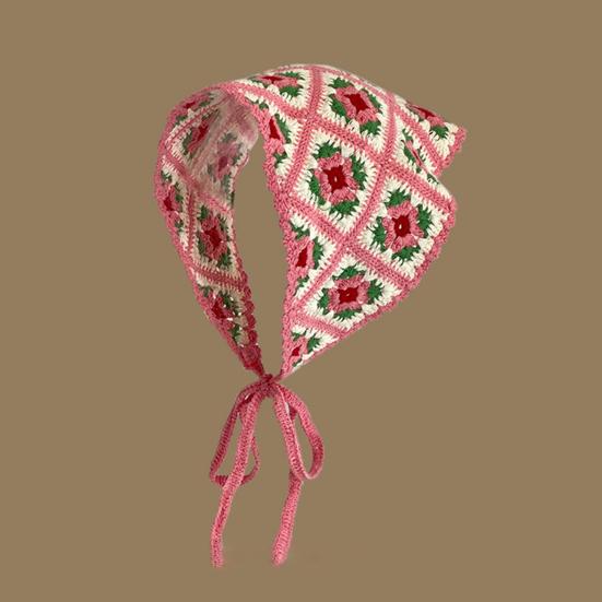 Повязка на голову во французском стиле в стиле бохо, вязаная крючком цветочная треугольная косынка на шнуровке, бандана в стиле Хэллоуина