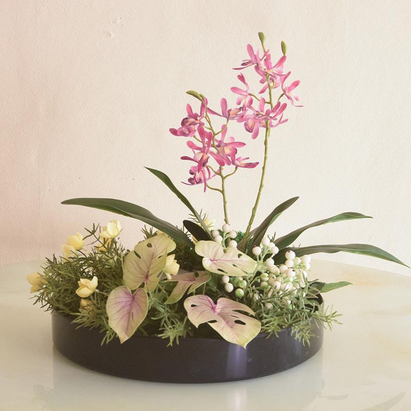 Large Round Table Turntable Centerpiece for Hotel Dining and Private Room Decor - Artificial Flower Art Landscape