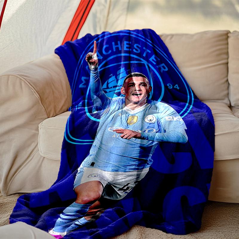 1pc Comfortable Home Print Throw Blanket, Manchester United Manchester City Blanket For Bed and Sofa Use, Special Present For Family
