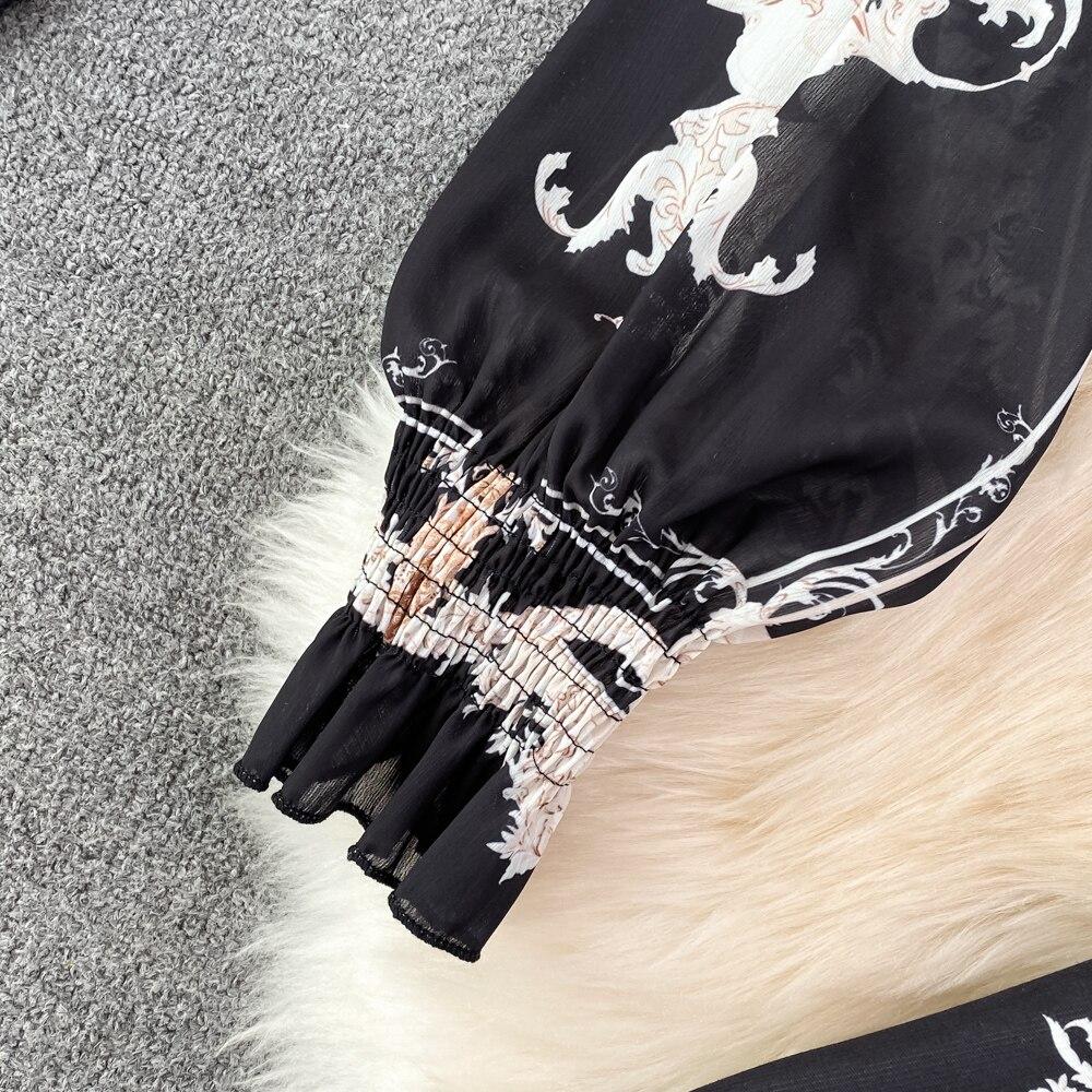 Модный костюм темперамент знаменитости Офисный профессиональный блузка из шифона с бантом комплект из двух предметов юбка с завышенной талией и облегающая бедра весна