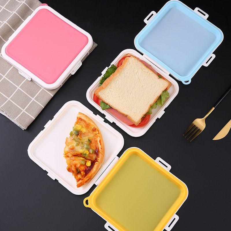 Portable Sandwich Toast Bento Box Reusable Silicone Sandwich Box Eco-Friendly Lunch Food Container Dinnerware Lunch Box