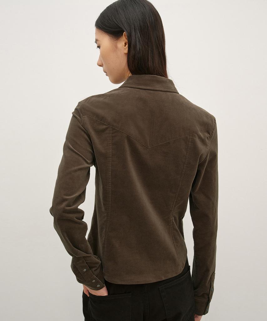 INSILENCE WOMEN Corduroy Snap Shirt Brown