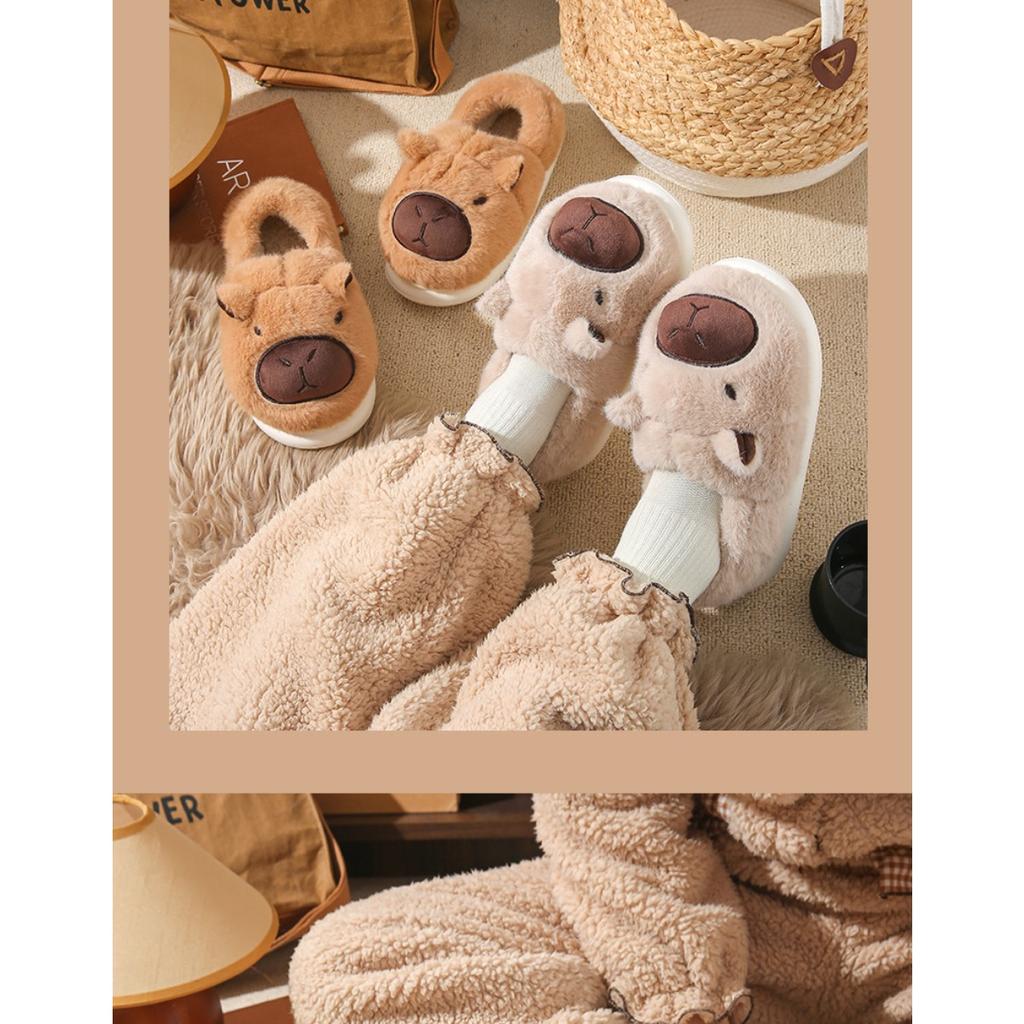 Мао Мао Тапочки для осени и зимы, на толстой подошве для ношения на улице, теплые для домашнего использования в помещении, хлопковые тапочки с мысками