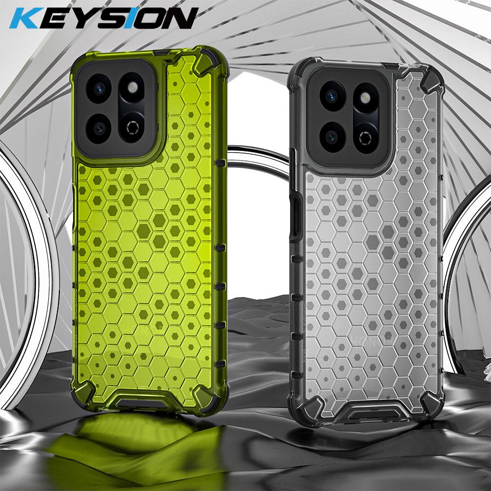 KEYSION Противоударный бронированный чехол для HONOR X7c Мягкий силиконовый + ПК Прозрачный сотовый чехол для телефона Huawei Honor 200 Smart 5G