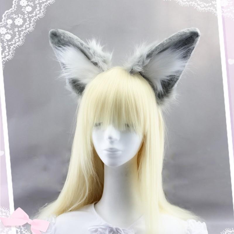 Handmade Fox Ears Headband Tail Set Cosplay Anime Convention Halloween Costume Accessory