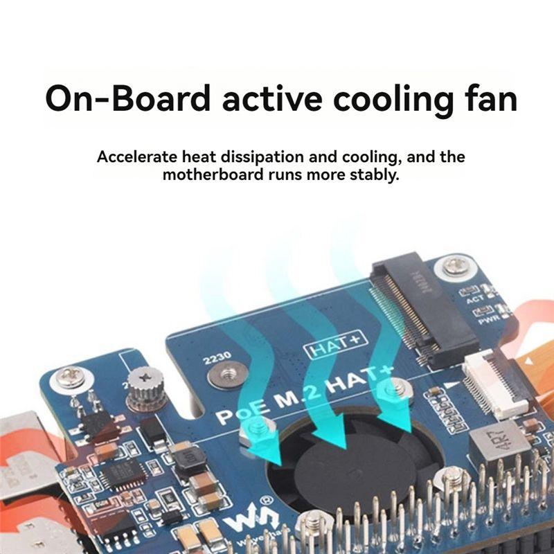 A84X-Для Raspberry Pi 5 POE + Плата HAT+ PCIe на M.2 NVMe SSD для Pi5 2242/2230 Поддержка Power Over Ethernet Протокол NVMe M2