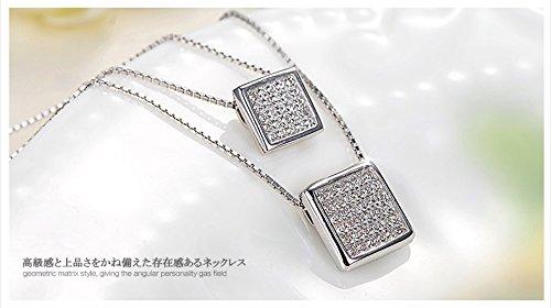 Бренд Sugar Cube Двойная цепочка Ожерелье Сделано в Австрии CZ Бриллиант Металл Аллергенный Предотвращение обесцвечивания [IUHA]