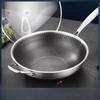 316 Stainless Steel Double-sided Wok with Less Oil Smoke, Honeycomb Non-stick Wok, Gas Induction Cooker, Kitchen Utensils Pots