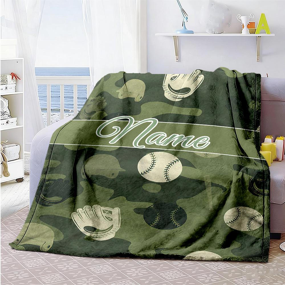 Camouflage Ball Customize Text Blanket Multi-purpose Personalized Blanket Comfortable Versatile for Bedding Chair Couch Bed Ideal for All Seasons