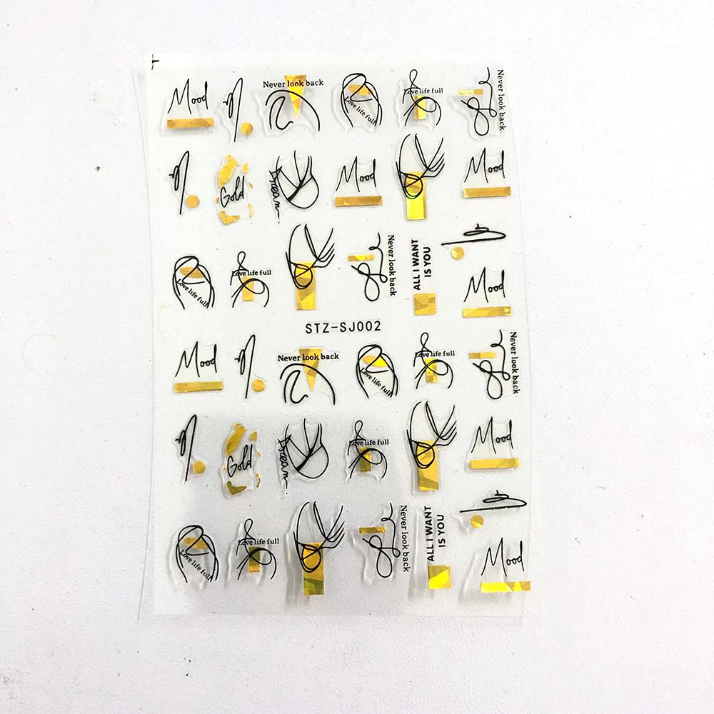 Abstract Line DIY Nail Stickers for Women Girls Nail Art Decorations Rose Gold Spring 3D Sliders for Manicure Nail Polish Decals