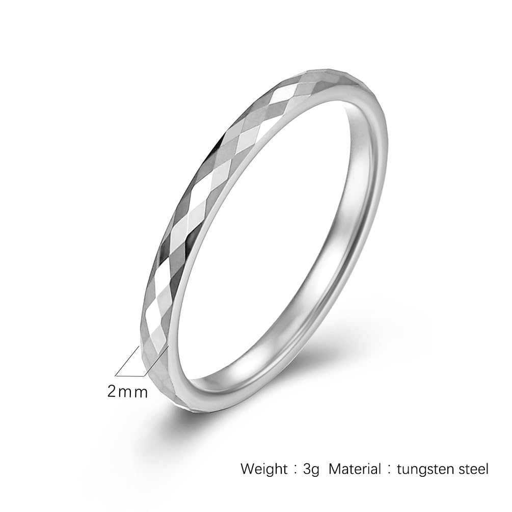 Ювелирное изделие простое вольфрамовое кольцо размер 2 мм на мизинец зеркальное матовое кольцо, выбранное женихом [Rockyu] бренд, кольцо, мужское, женское, серебряное, 10, ромбовидное,
