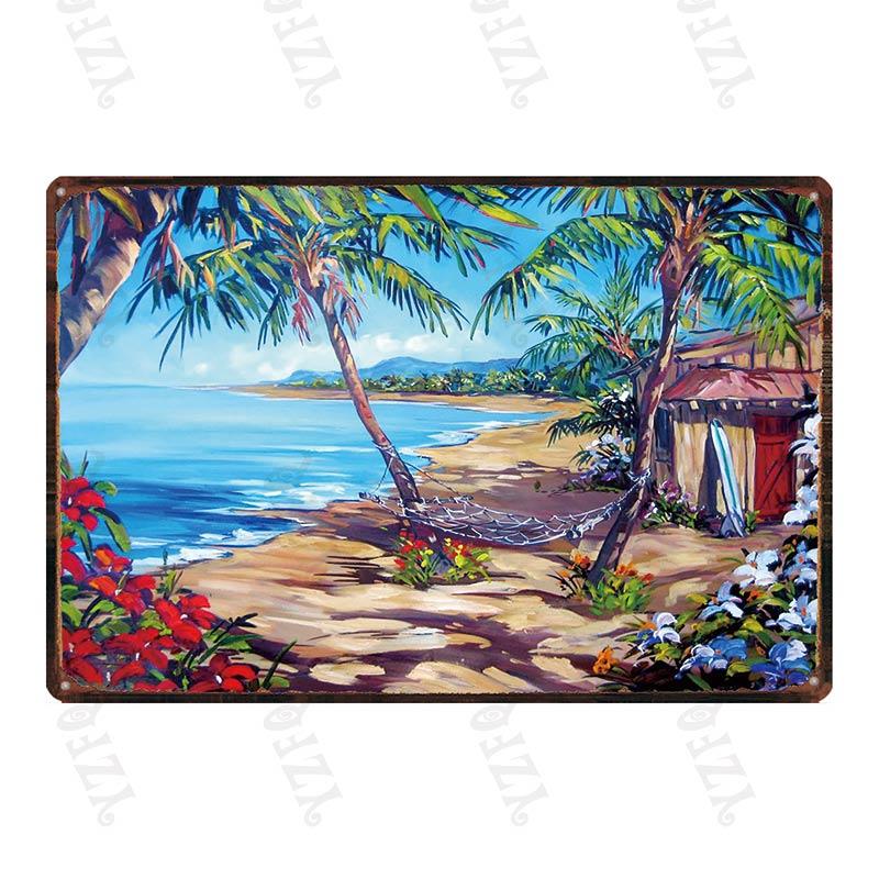 Aloha  Vintage Tin Sign Metal Plates For Wall Art Retro Home Living Room Decor Poster 30X20CM DU-4007A